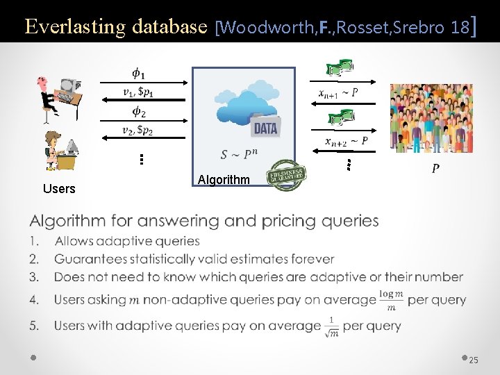 Everlasting database [Woodworth, F. , Rosset, Srebro 18] Users Algorithm • 25 