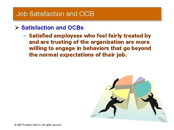 Job Satisfaction and OCB Ø Satisfaction and OCBs – Satisfied employees who feel fairly