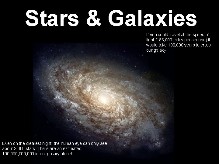 Stars & Galaxies If you could travel at the speed of light (186, 000