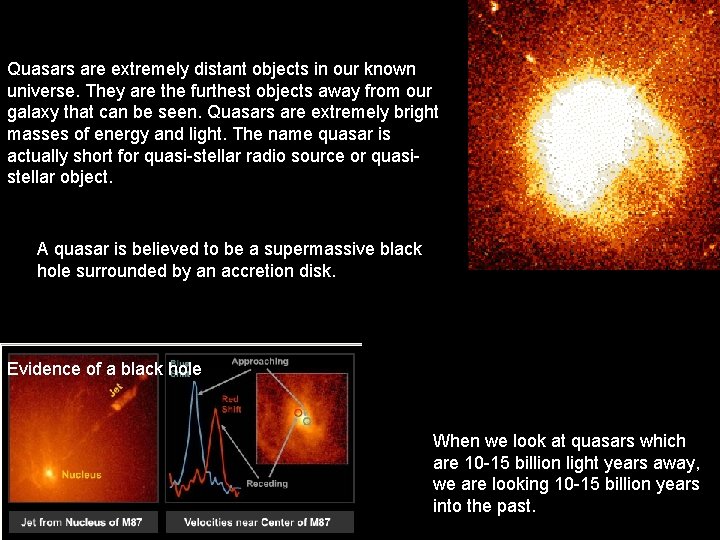 Quasars are extremely distant objects in our known universe. They are the furthest objects