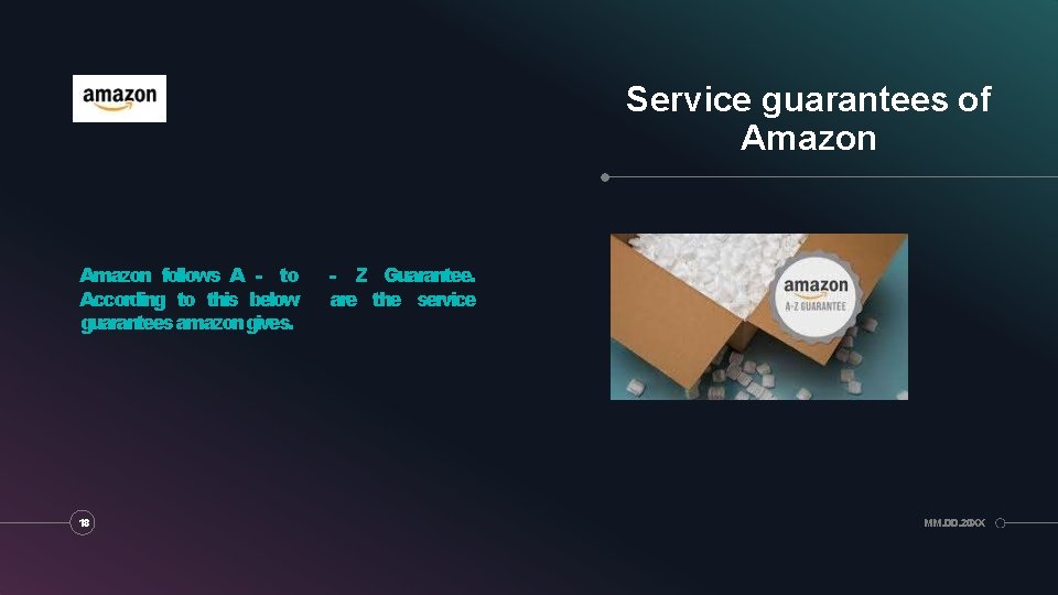 Service guarantees of Amazon follows A - to According to this below guarantees amazon