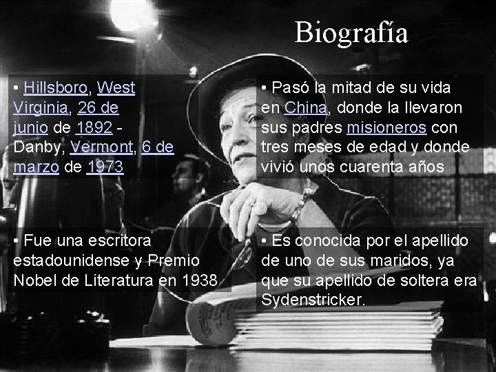 Biografía • Hillsboro, West Virginia, 26 de junio de 1892 - Danby, Vermont, 6