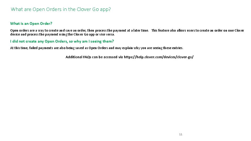What are Open Orders in the Clover Go app? What is an Open Order?