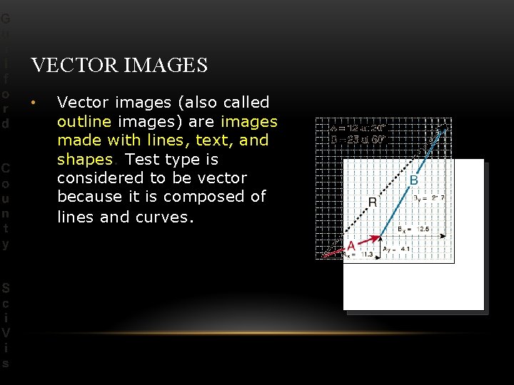 VECTOR IMAGES • Vector images (also called outline images) are images made with lines,