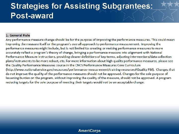 Strategies for Assisting Subgrantees: Post-award 