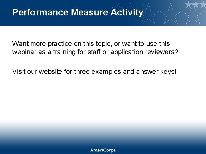 Performance Measure Activity Want more practice on this topic, or want to use this