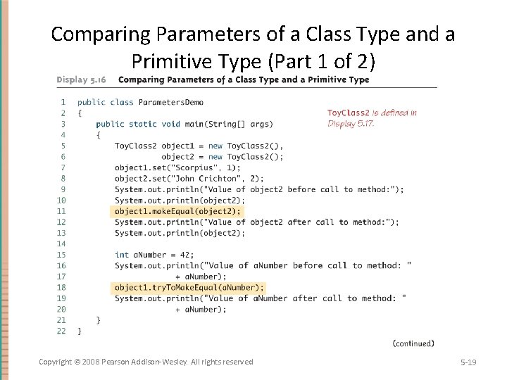 Comparing Parameters of a Class Type and a Primitive Type (Part 1 of 2)
