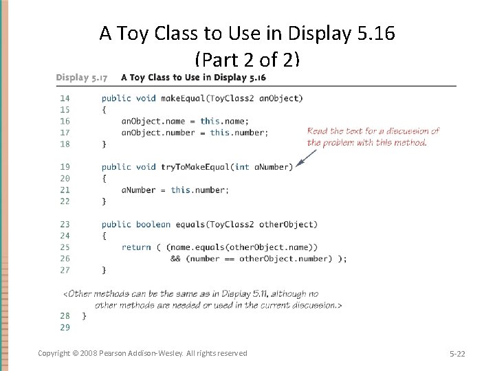 A Toy Class to Use in Display 5. 16 (Part 2 of 2) Copyright