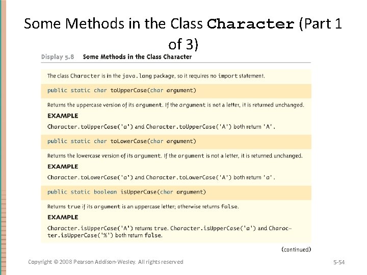 Some Methods in the Class Character (Part 1 of 3) Copyright © 2008 Pearson