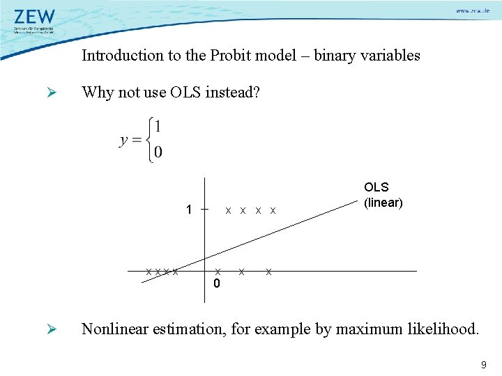 Introduction to the Probit model – binary variables Ø Why not use OLS instead?