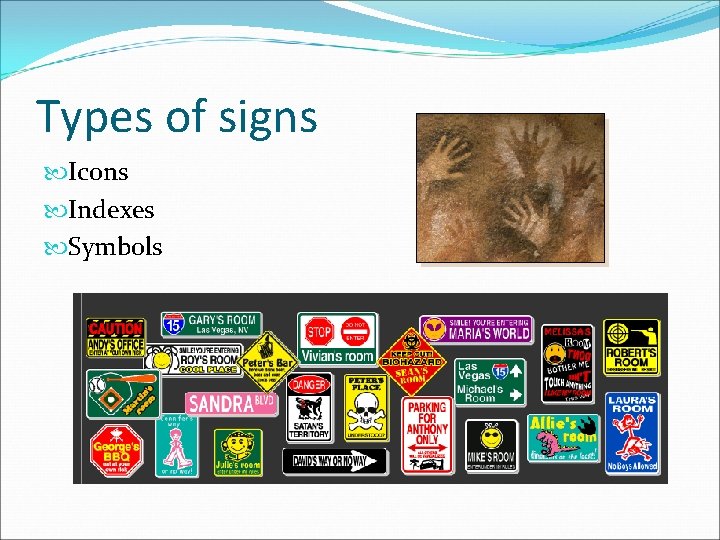Types of signs Icons Indexes Symbols 