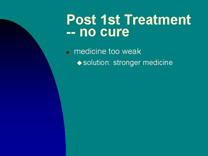 Post 1 st Treatment -- no cure n medicine too weak u solution: stronger