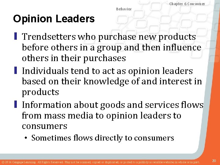 Chapter 8 Marketing Research Chapter and Sales 6 Consumer Forecasting Behavior Opinion Leaders ▮