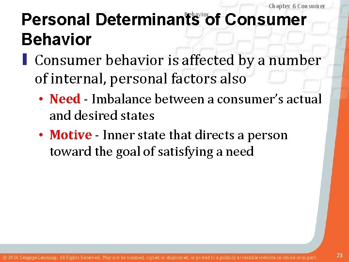 Chapter 8 Marketing Research Chapter and Sales 6 Consumer Forecasting Behavior Personal Determinants of