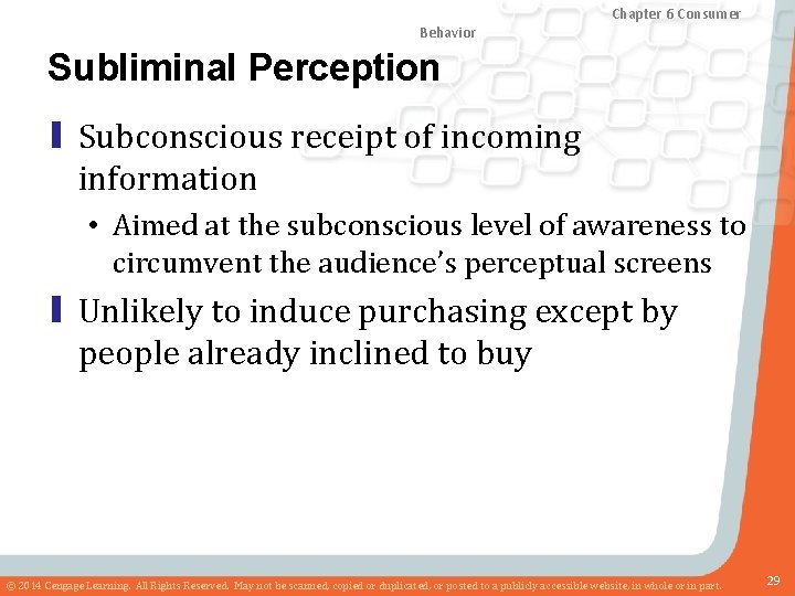 Chapter 8 Marketing Research Chapter and Sales 6 Consumer Forecasting Behavior Subliminal Perception ▮