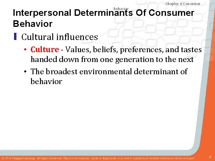 Chapter 8 Marketing Research Chapter and Sales 6 Consumer Forecasting Behavior Interpersonal Determinants Of