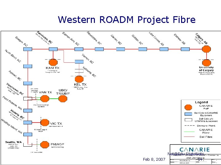 Western ROADM Project Fibre Net@Edu State. Nets Feb 8, 2007 14 