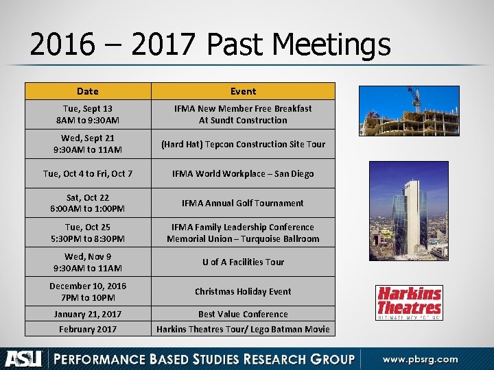 2016 – 2017 Past Meetings Date Event Tue, Sept 13 8 AM to 9: