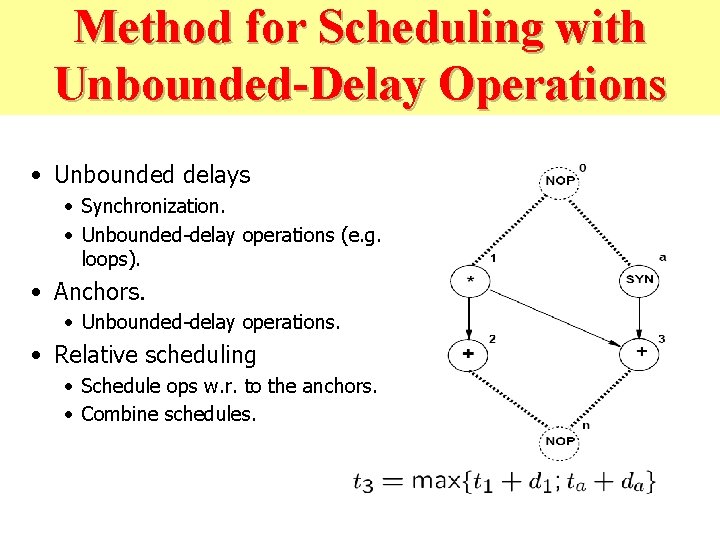 Method for Scheduling with Unbounded-Delay Operations • Unbounded delays • Synchronization. • Unbounded-delay operations