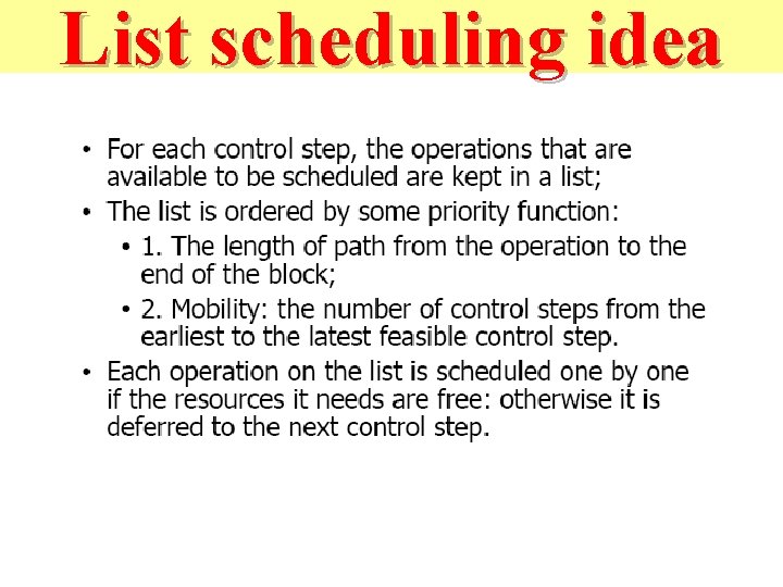 List scheduling idea 