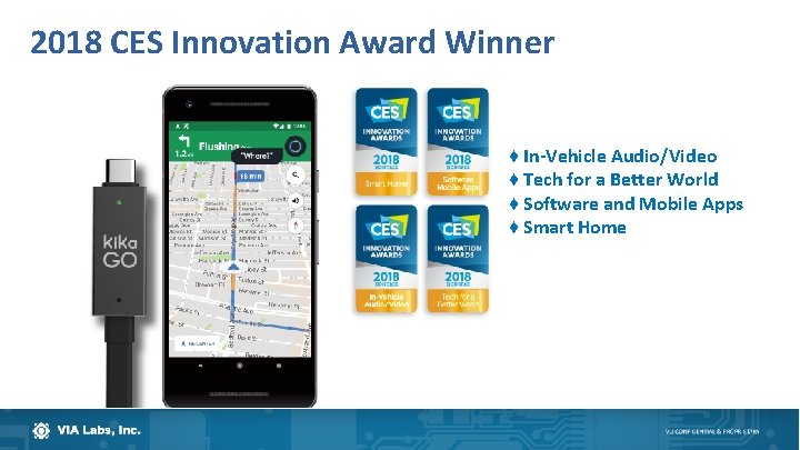 2018 CES Innovation Award Winner ♦ In-Vehicle Audio/Video ♦ Tech for a Better World