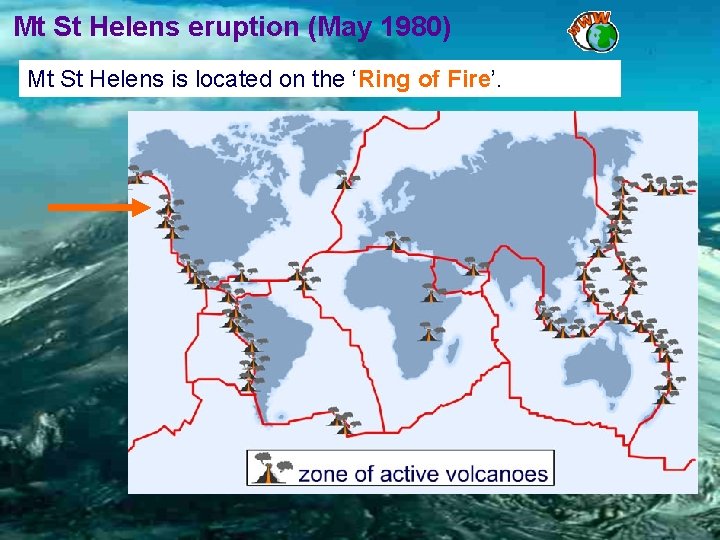 Mt St Helens eruption (May 1980) Mt St Helens is located on the ‘Ring