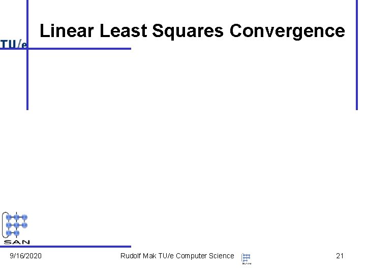Linear Least Squares Convergence 9/16/2020 Rudolf Mak TU/e Computer Science 21 