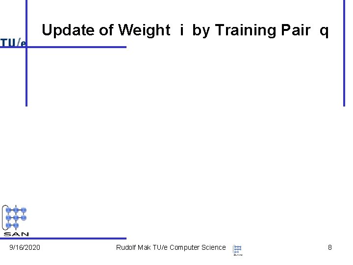 Update of Weight i by Training Pair q 9/16/2020 Rudolf Mak TU/e Computer Science