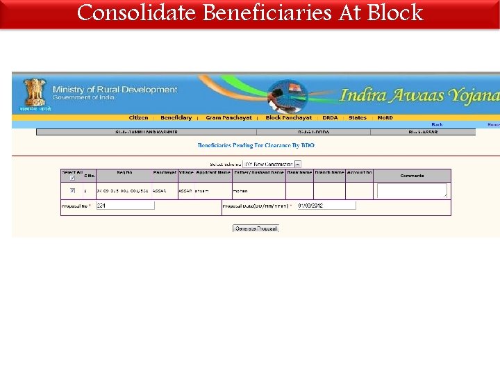 Consolidate Beneficiaries At Block 