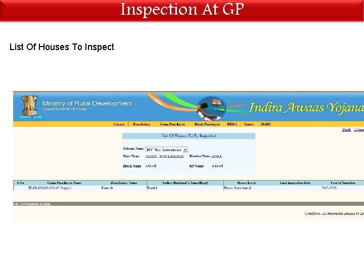 Inspection At GP List Of Houses To Inspect 