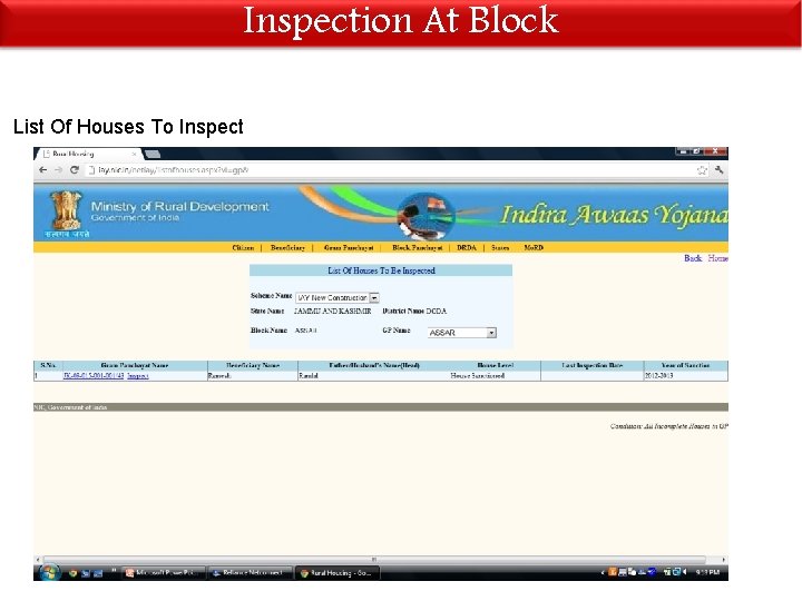 Inspection At Block List Of Houses To Inspect 