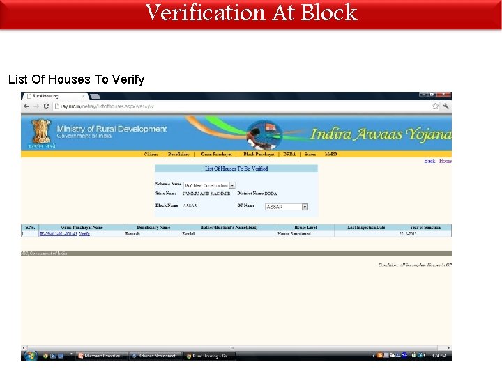 Verification At Block List Of Houses To Verify 