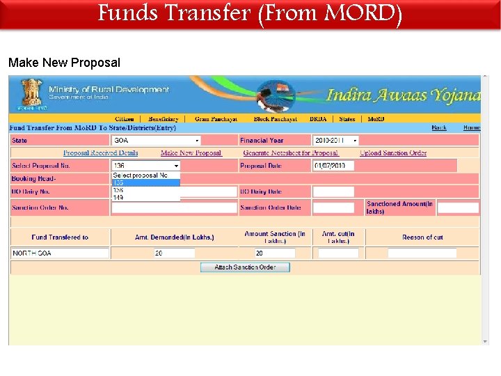 Funds Transfer (From MORD) Make New Proposal 