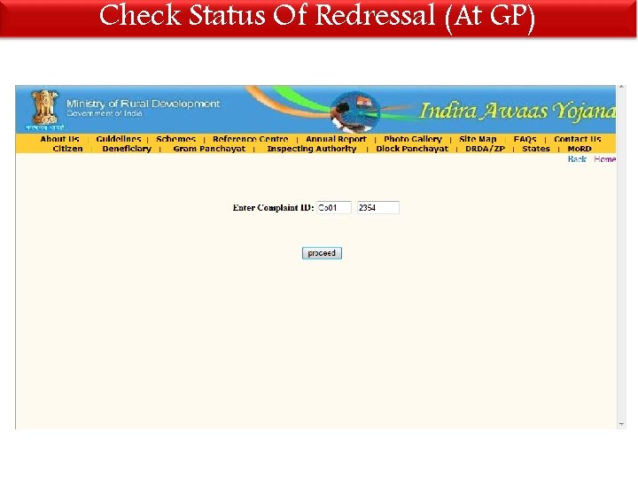 Check Status Of Redressal (At GP) 