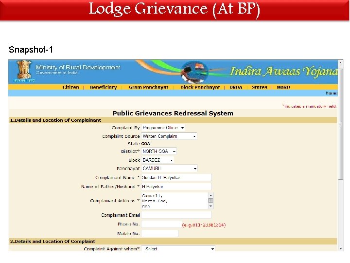 Lodge Grievance (At BP) Snapshot-1 