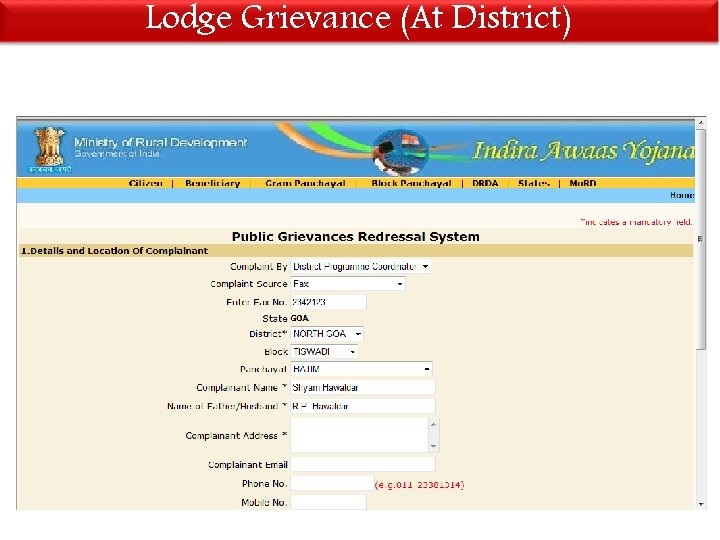Lodge Grievance (At District) 