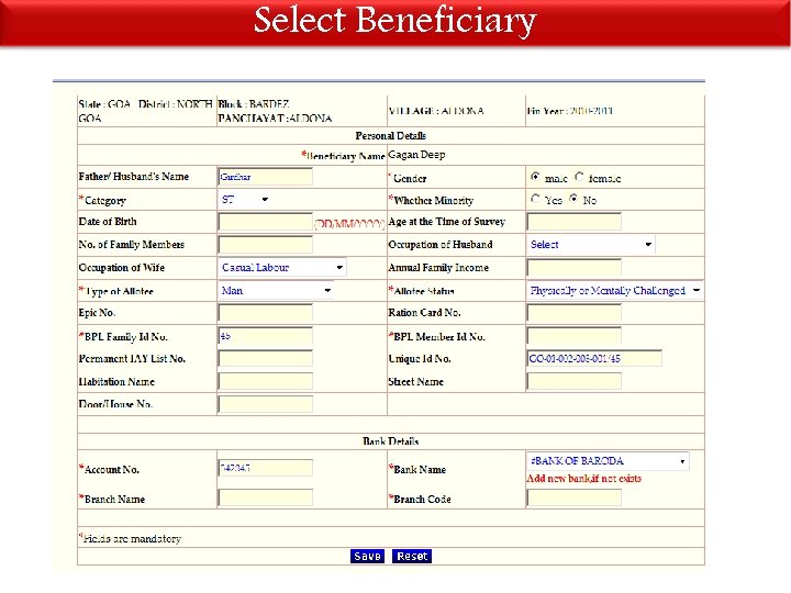 Select Beneficiary 