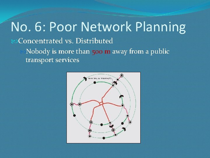 No. 6: Poor Network Planning Concentrated vs. Distributed Nobody is more than 500 m