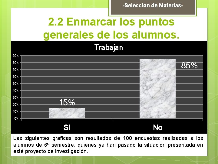 -Selección de Materias- 2. 2 Enmarcar los puntos generales de los alumnos. Trabajan 90%