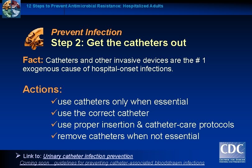 12 Steps to Prevent Antimicrobial Resistance: Hospitalized Adults Prevent Infection Step 2: Get the