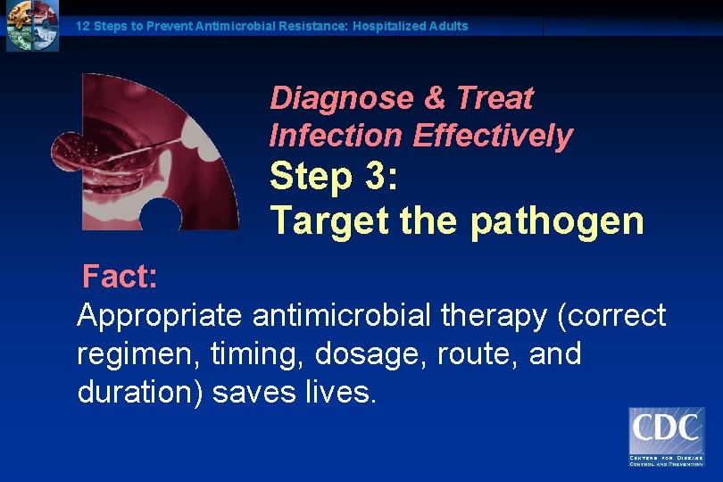 12 Steps to Prevent Antimicrobial Resistance: Hospitalized Adults Diagnose & Treat Infection Effectively Step