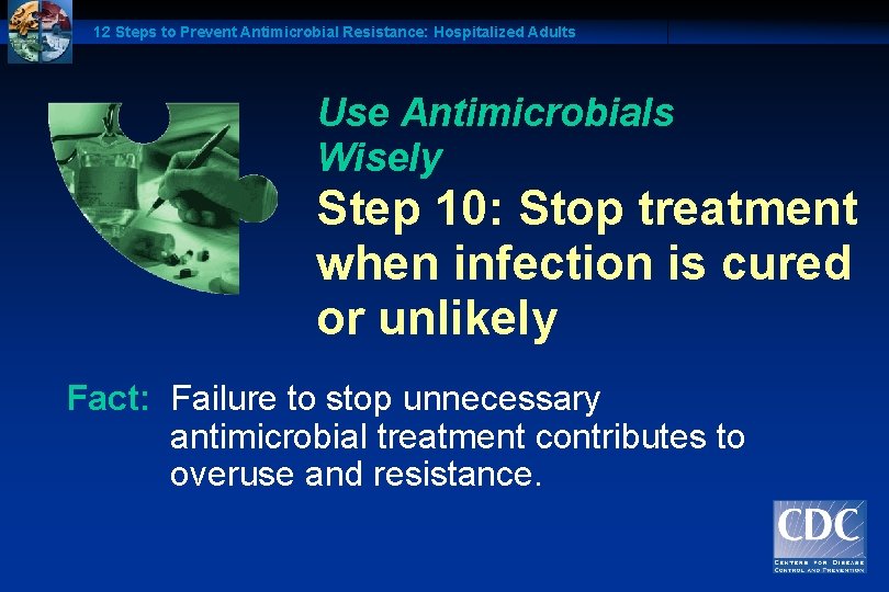 12 Steps to Prevent Antimicrobial Resistance: Hospitalized Adults Use Antimicrobials Wisely Step 10: Stop