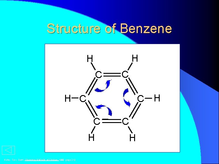 Structure of Benzene H H C C C H H C C H Kelter,