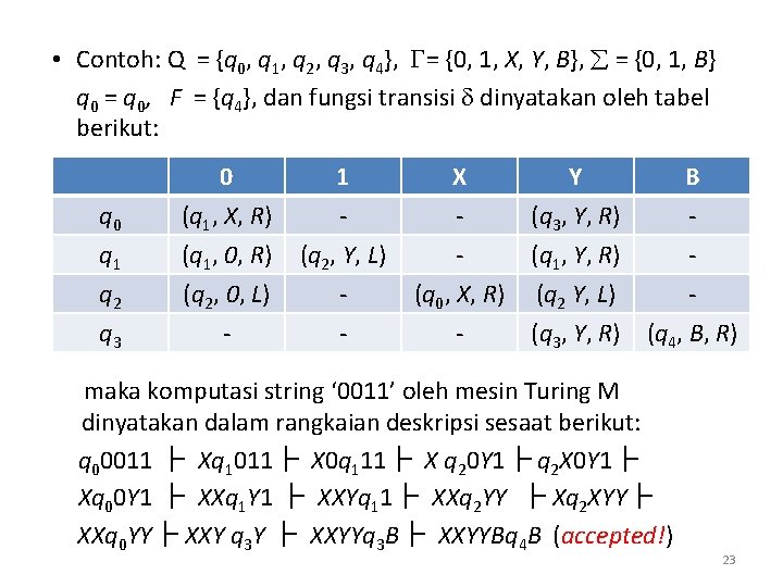  • Contoh: Q = {q 0, q 1, q 2, q 3, q