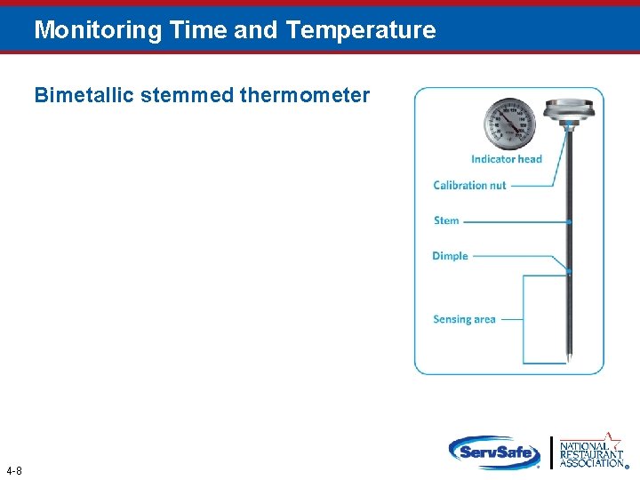 Monitoring Time and Temperature Bimetallic stemmed thermometer 4 -8 