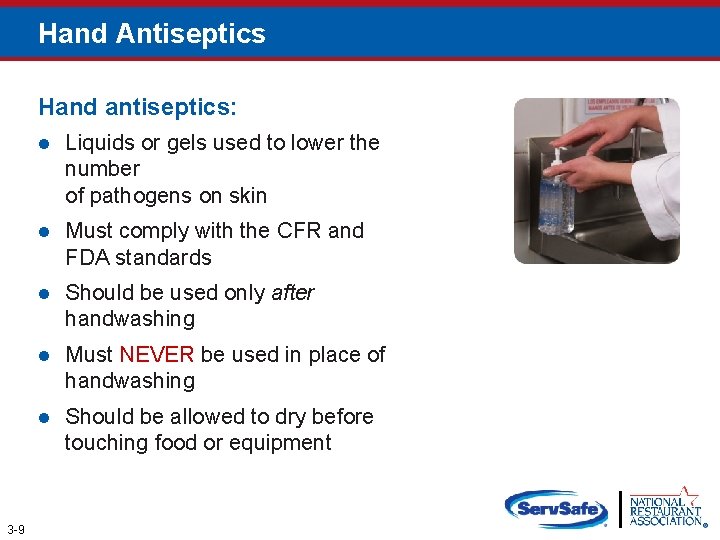 Hand Antiseptics Hand antiseptics: 3 -9 l Liquids or gels used to lower the