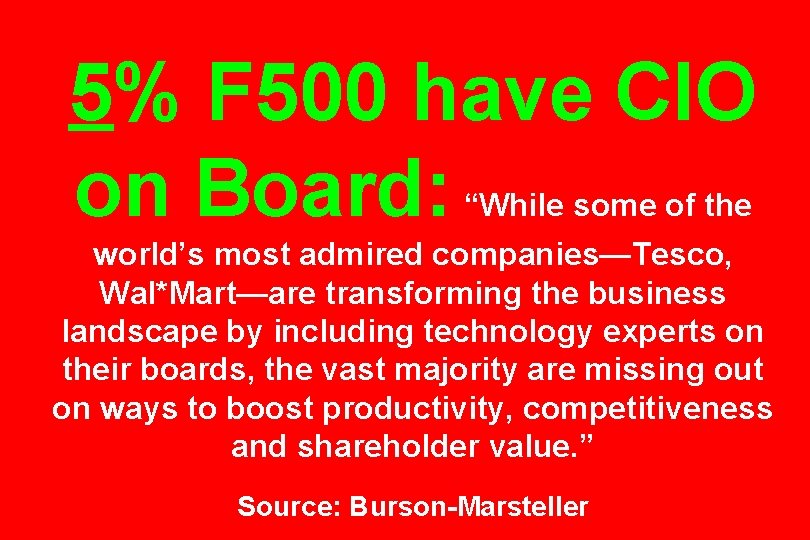 5% F 500 have CIO on Board: “While some of the world’s most admired