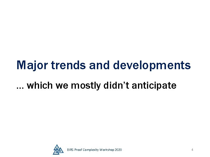 Major trends and developments … which we mostly didn’t anticipate BIRS Proof Complexity Workshop