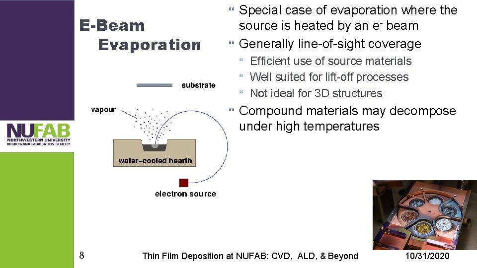 E-Beam Evaporation Special case of evaporation where the source is heated by an e-