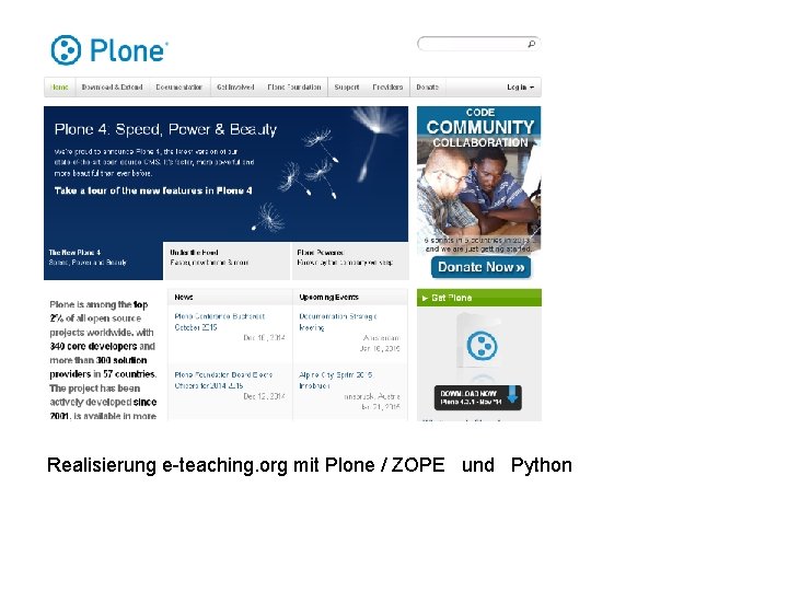 Realisierung e-teaching. org mit Plone / ZOPE und Python 